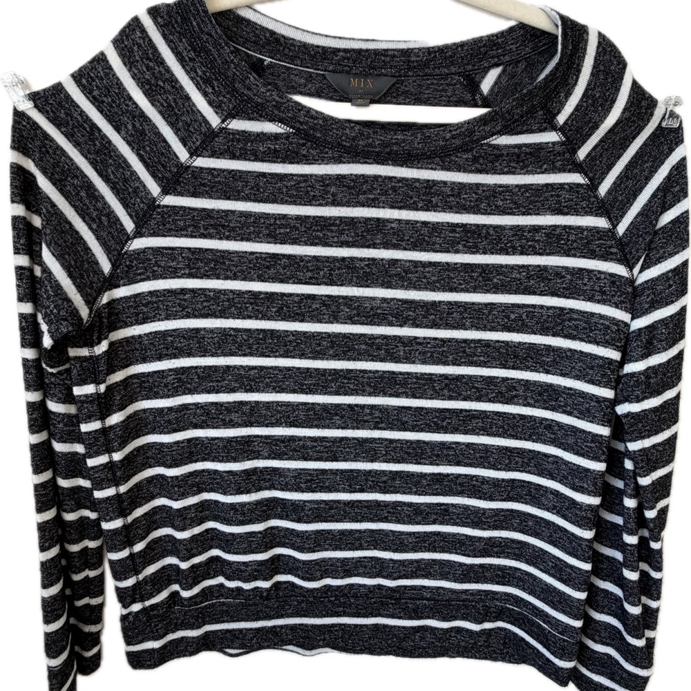 MIX by 41 Hawthorn Black White Stripe Long Sleeve Top Women’s XL